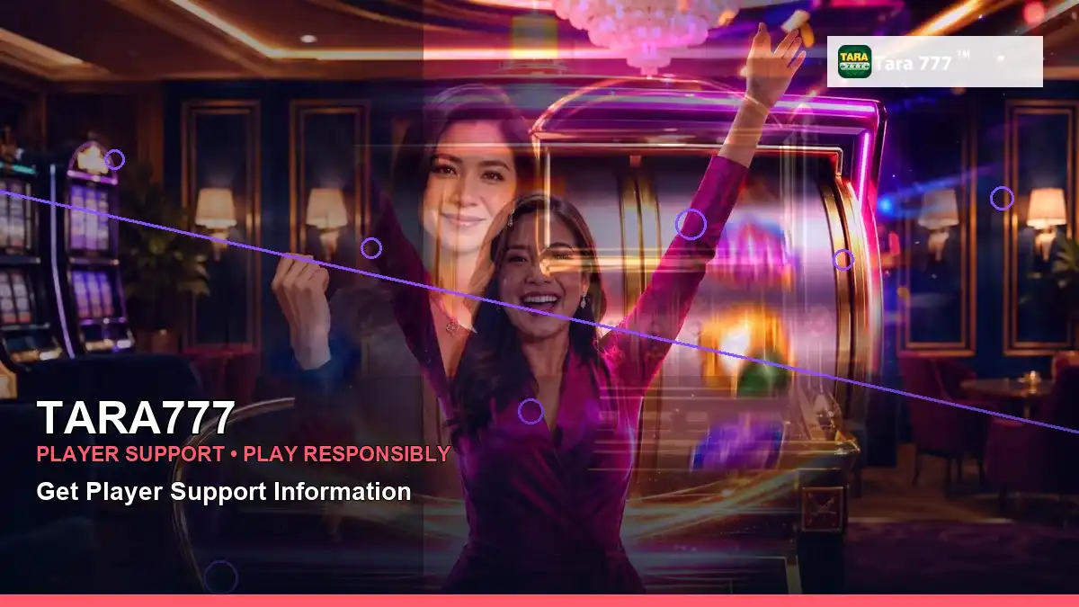 TARA777 burst free spins slot games featuring an adult Filipina casino host with a right close-up composition