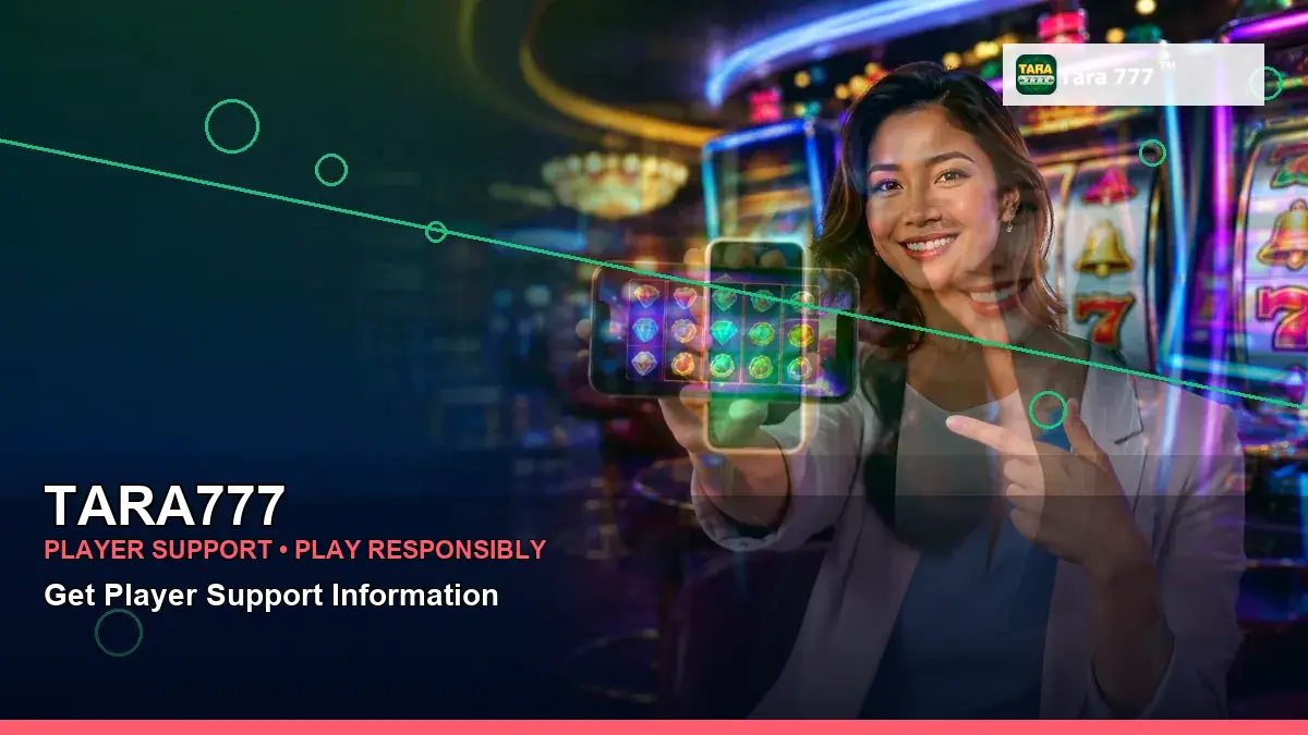 TARA777 first casino deposit and wallet options featuring an adult Filipina casino host with a wide-action composition