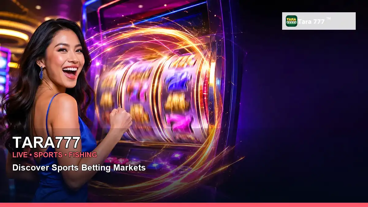 TARA777 free spins slot games featuring an adult Filipina casino host with a vivid composition